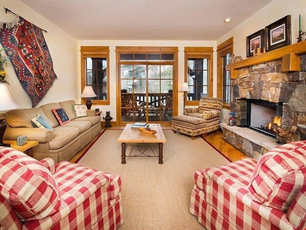 Kick back your feet and relax in the cozy living area.
