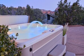 Stargaze from your private hot tub and let the magic of Sedona mesmerize you. Soak in the natural beauty and unwind in pure luxury.