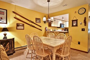 Dining room and bar area looking into kitchen