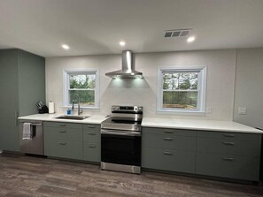 Enjoy views of the lake while you whip up a meal in our brand new kitchen.