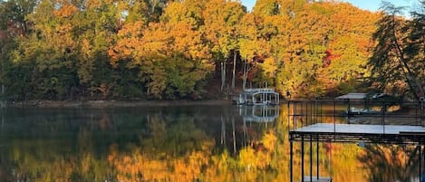 Our wide open shoreline and single slip dock with upper deck is the perfect place to enjoy the lake