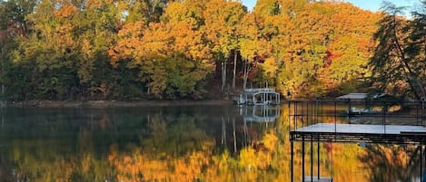 Our wide open shoreline and single slip dock with upper deck is the perfect place to enjoy the lake