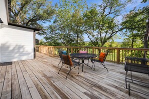 Large back deck with outdoor seating