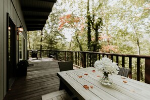 enjoy the extra back patio where you'll find a grill and outdoor dining area.