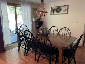 Dining area w/ sliders to deck