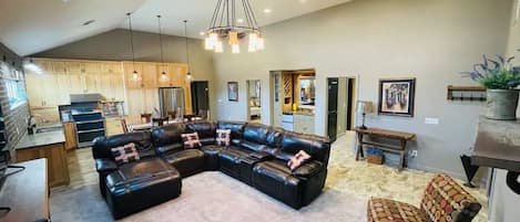 Open concept Living Room and Kitchen with a wet bar 