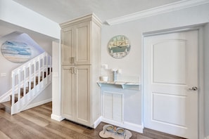 Pantry with items on the go! And the puppy food and water set.