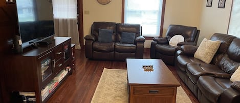 Living room with leather furniture