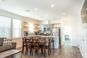 This modern and simple dining table is perfect for a family dinner, and maybe a card game after!