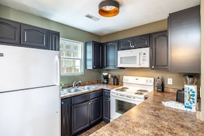 Our appliances are all modern including the fridge, oven, range top, microwaves, dishwasher, coffee makers, toasters and more!