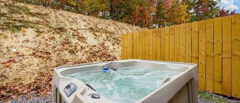 Welcome to your very own private hot tub patio!