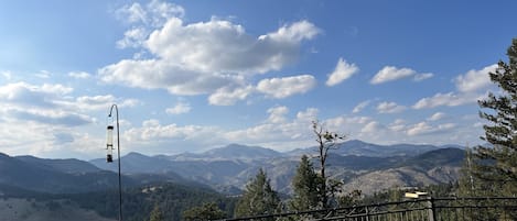 Stellar mountain views from upper and lower decks.
