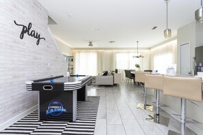 Open Concept with Air Hockey Game Table