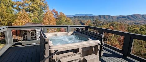 Hot tub with a million dollar view of Mt. LeConte