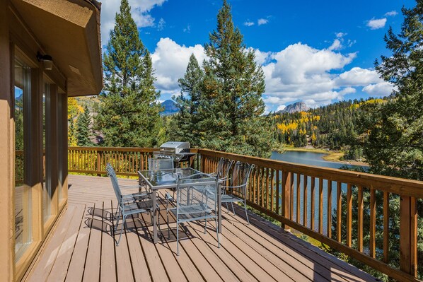 Upper Deck overlooking Columbine Lake with amazing views of Mt Engineer and Spud Mountain