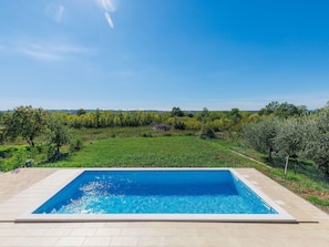 Water, Plant, Daytime, Sky, Swimming Pool, Rectangle, Azure, Natural Landscape, Vegetation, Grass