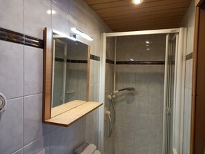 Bathroom, Shower Door, Plumbing Fixture, Flooring, Door, Glass, Ceiling
