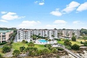 Oceanfront complex with pool, hot tubs, tennis, fitness, and more