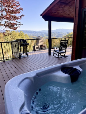 The hot tub features 65 jets and open seating for 7.