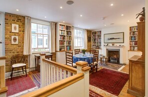 Open Fire. Exposed Brick