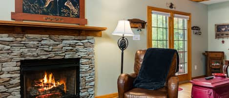 Gas fireplace in the family room to keep warm during the Winter.  