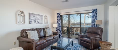 Living area with queen sleeper sofa and great view!
