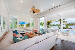 Open family room with sectional sofa.
