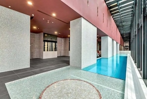 An indoor heated pool.