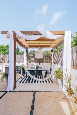 Backyard first floor with pool