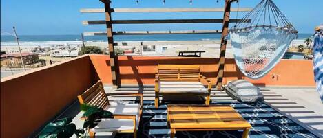 Lay back in one of the hammocks and relax in out beautiful rooftop deck!