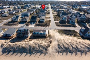 Aerial photo taken from the beach. 5th house back.