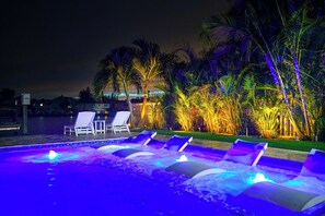The heated pool is just as fun in the evening as it is during the day.