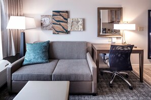 Kick back your feet and relax in the cozy living area.