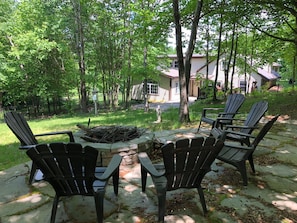 Proper firepit nestled on a knoll.