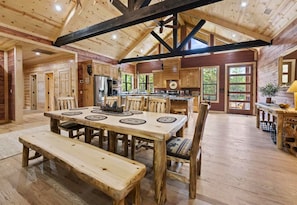 Make each meal memorable! A rustic dining setting perfect for large gatherings or intimate dinners.