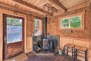 Vintage wood-burning stove to keep you warm (and a back-up electric heater)