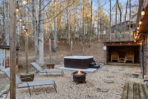Enjoy conversations around the fire pit or soak in the hot tub after a day of adventure.