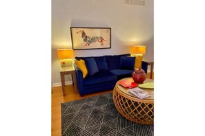Sleeper sofa - accommodates two people as a twin bed.