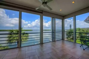 Enclosed lanai with sliding glass doors that open up for wonderful breezes