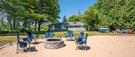 Private sand beach & firepit