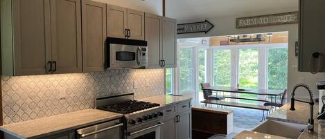 Shagbark Hill fully equipped contemporary kitchen with gas stove!