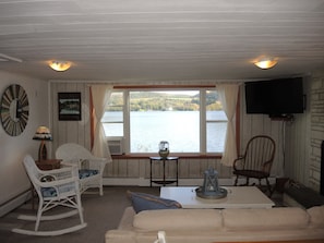 Living room with lake view