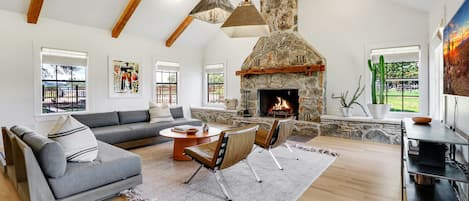 High vaulted ceilings in the living room