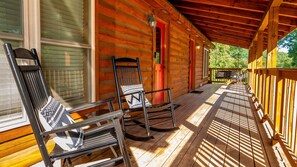 The Garnet Owl is one of two adjoining townhomes in this hand stacked, solid-log cabin that offer a unique combination of classic, mountain cabin charm with all of the modern amenities.