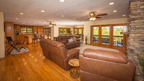 Living room with plenty of seating indoor and outdoor