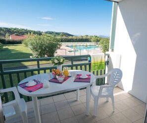 Enjoy a cup of coffee or tea on the furnished terrace or loggia (Views vary).