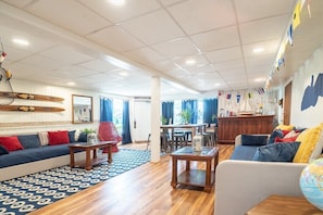 Lower level rec room in Delavan suite with two twin daybeds with trundles (4 twins)
