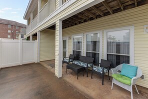 Private patio with cozy chairs for relaxing
