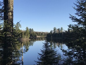 Summertime view of Little Kitten Lake from the 3-Season porch. 