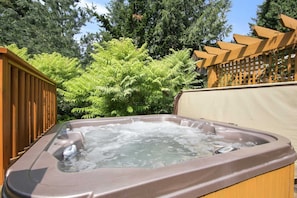 Private hot tub off the back deck. 